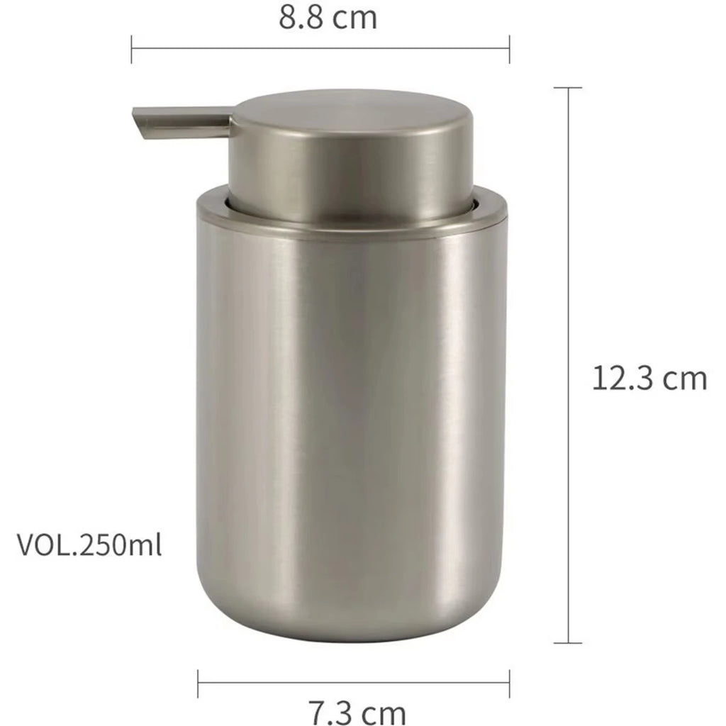 Bomba de jabón de acero inoxidable fácil de presionar dispensador de jabón líquido de manos dispensador de loción de acero inoxidable plateado