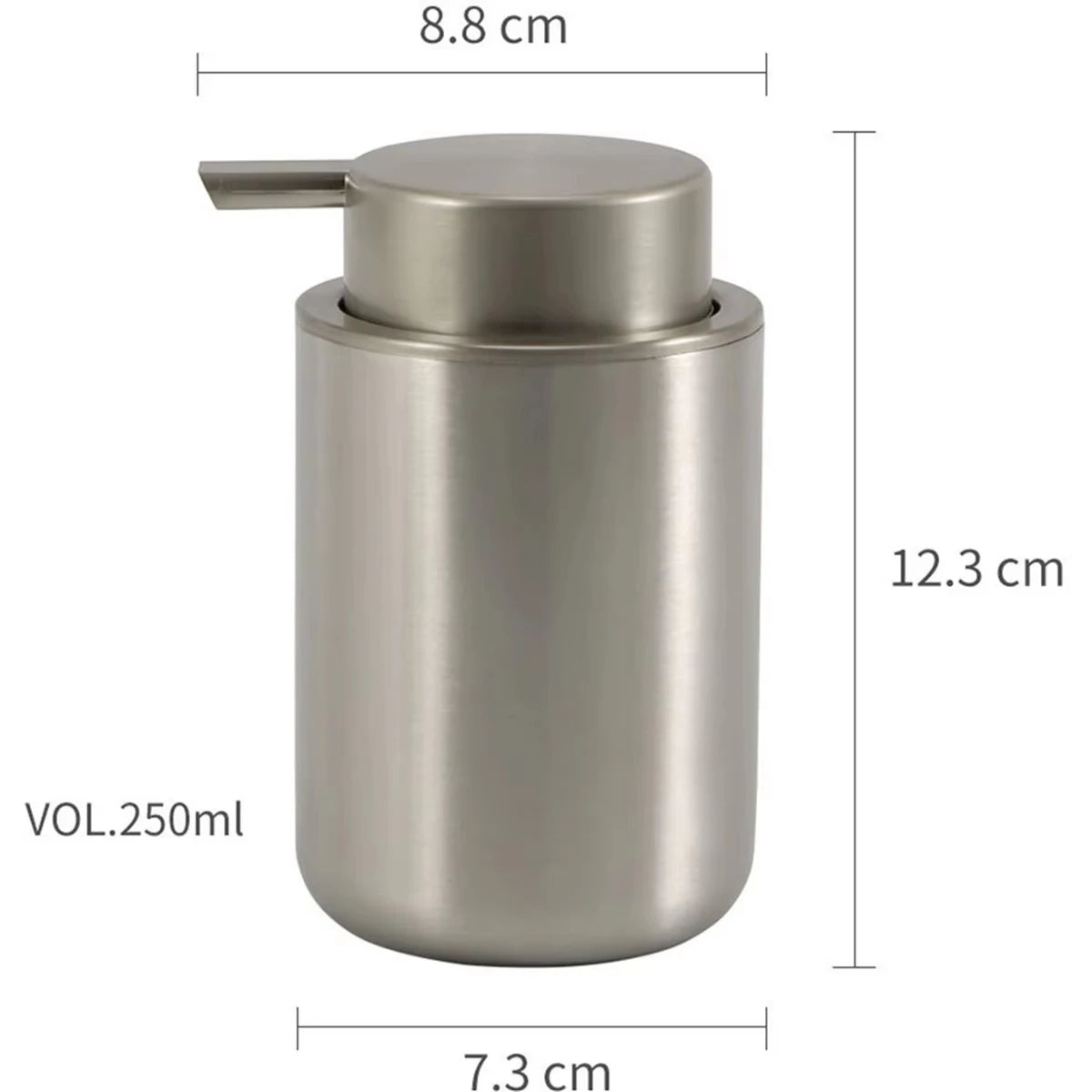Bomba de jabón de acero inoxidable fácil de presionar dispensador de jabón líquido de manos dispensador de loción de acero inoxidable plateado