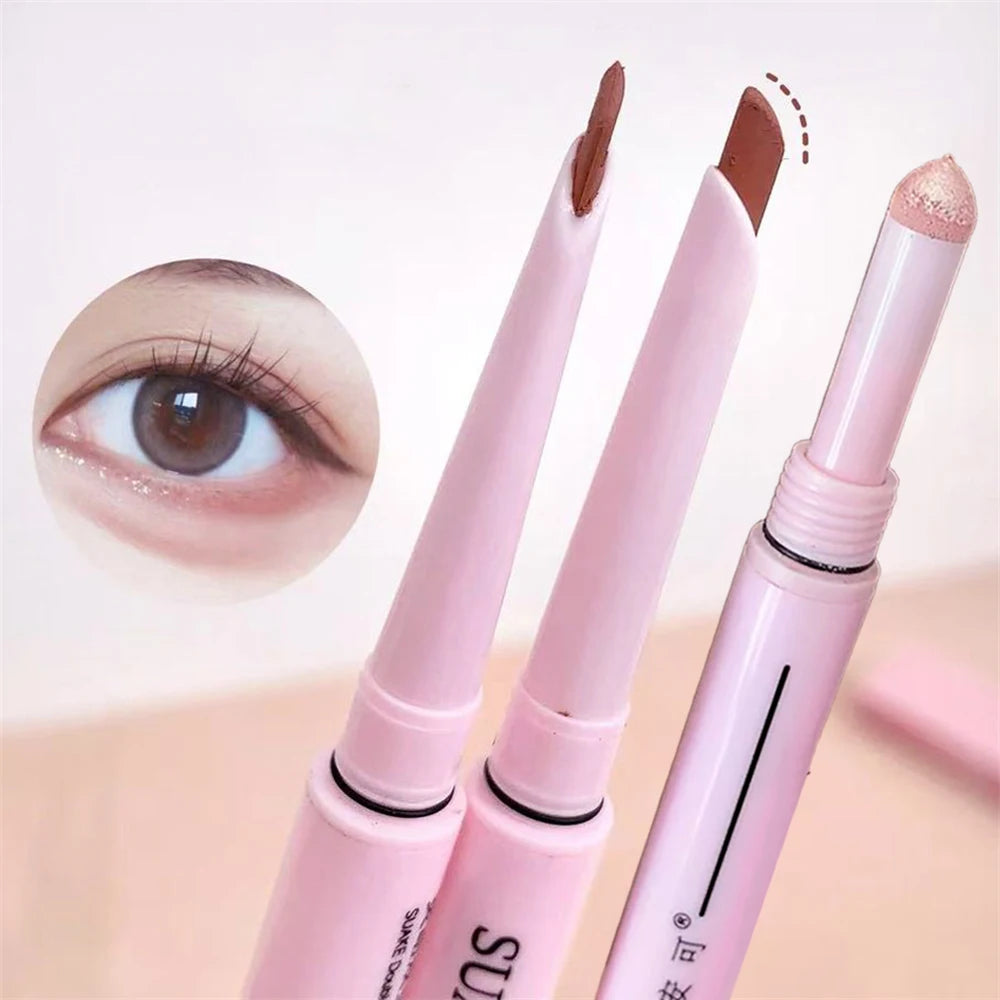 2 In 1 Matte Aegyosal Pen Glitter Brightening Highlight & Shadow Stick Double-end Eye Makeup Lying Silkworm Eyeliner Gel Pencil