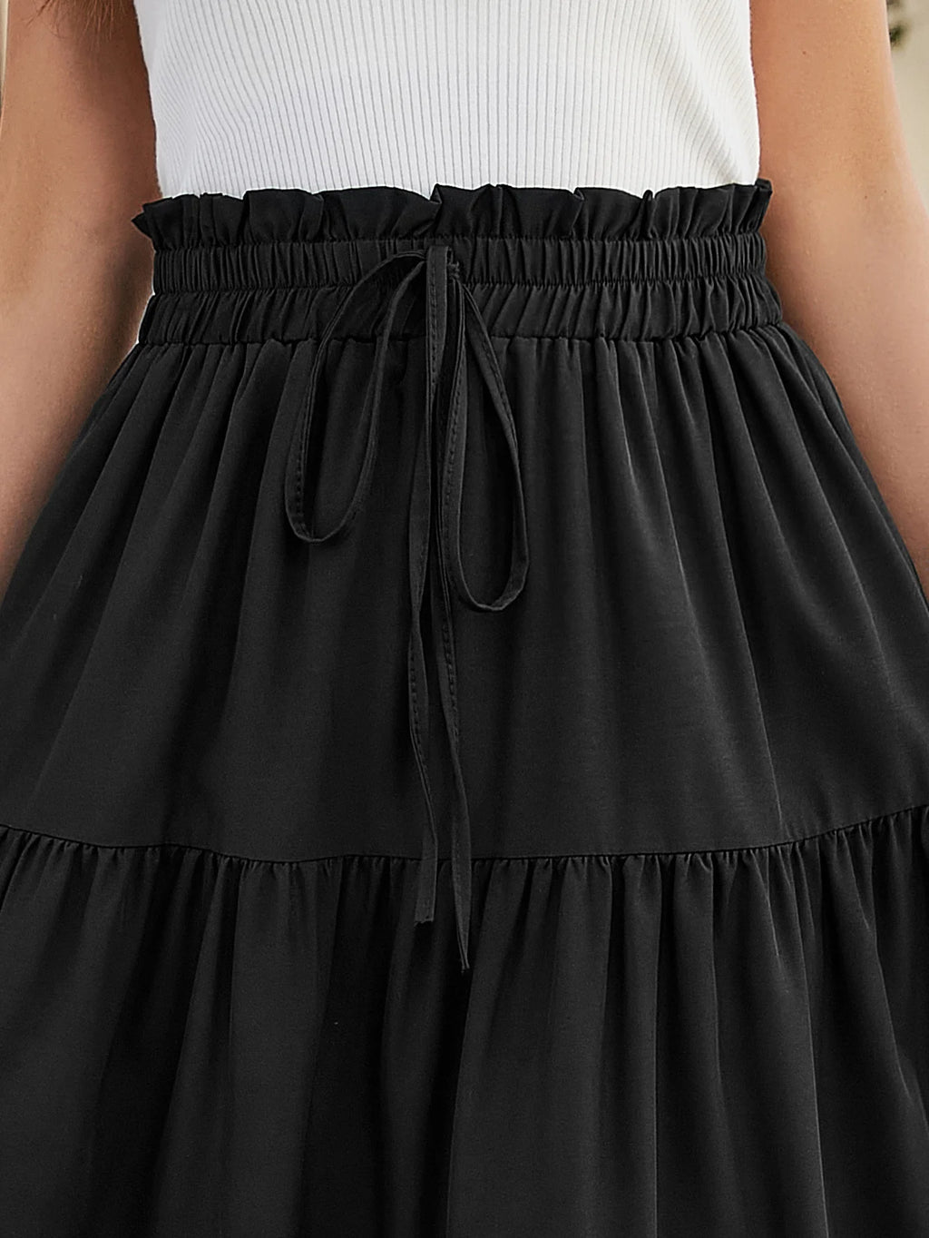 1PC Women's Summer Solid Color Bohemian A-line Midi Skirts 2026 New Female Vacation Casual Loose Faldas