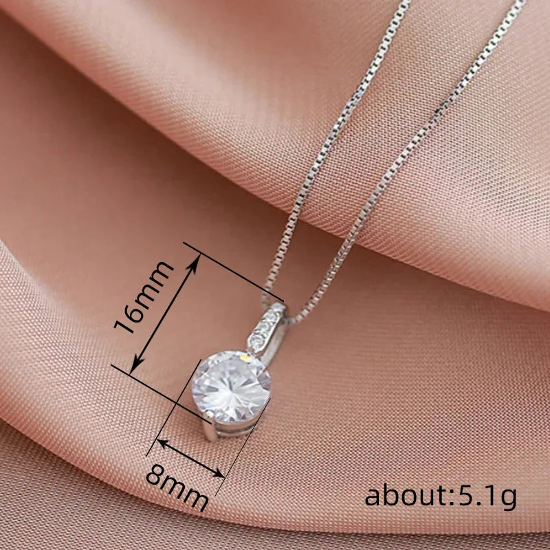 Huitan Eternity Pendant Necklace With Round Cubic Zirconia And Elegant Women'S'S Accessories For Wedding Classic Jewelry