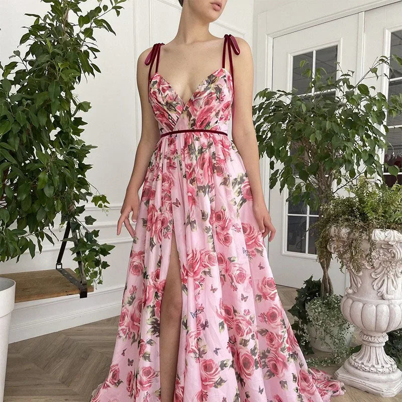 2024 New Vintage Printed Long Dress Sexy Tank Dress Beach Casual Vacation For Women Fashionable Sleeveless Design