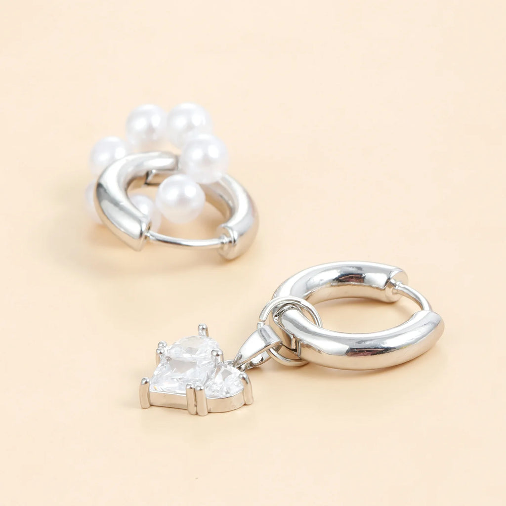 Fashion Jewelry Dual-use Zircon Heart Pendant Earrings for Women Accessory