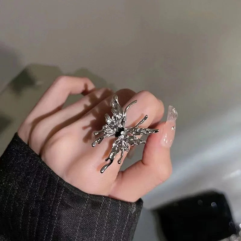 Retro Gold Color Double Oil Drip Open Rings For Women'S Luxury Irregular Adjustable Finger Ring 2023 New Trendy Wedding Jewelry