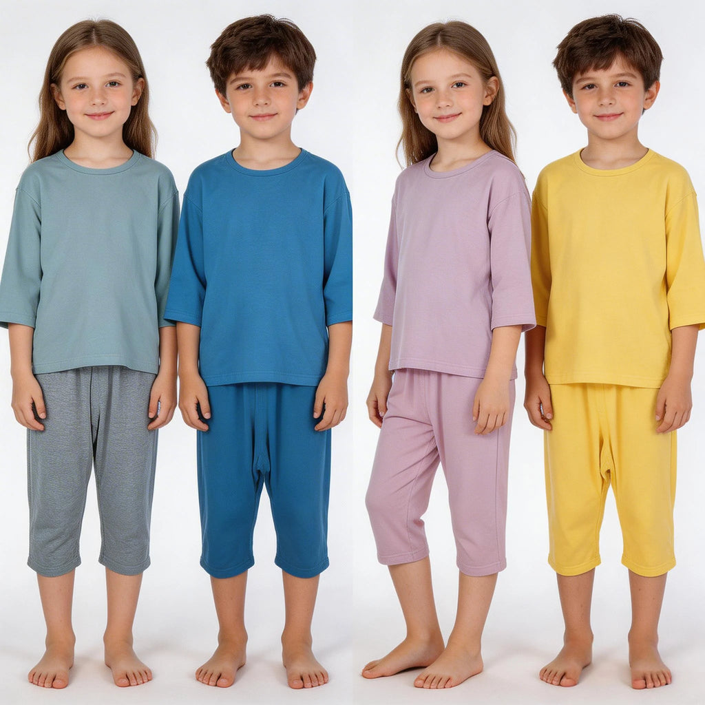 2026 New Kids Half Sleeve Pajamas Sets Soft & Breathable Sleepwear for Toddler Boys Girls Infant Baby Comfortable Home Wear