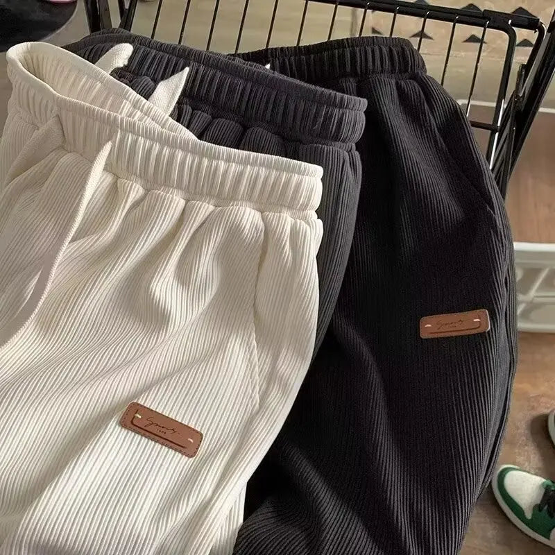 Quick Dry Men's Shorts Summer Label Design Loose Fit Sporty Five-Quarter Pants Unbranded Polyester Fiber Straight Leg Style