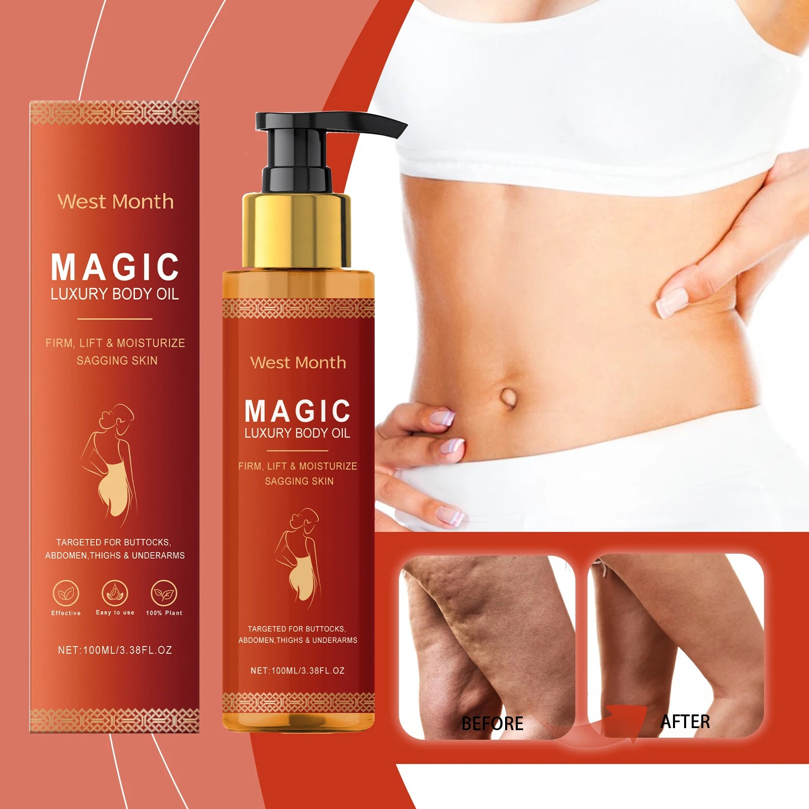 West Montr Body Tightening Moisturizing Oil and Moisturizing Oil Moisturize Soft and Tightening Skin Daily Care Nourishing Oil