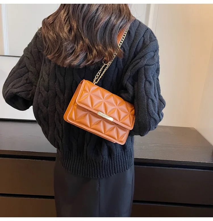 Women Quilted Chain Crossbody Bag Fashion Small Square Shoulder Purse Multi Color Casual Daily Handbag