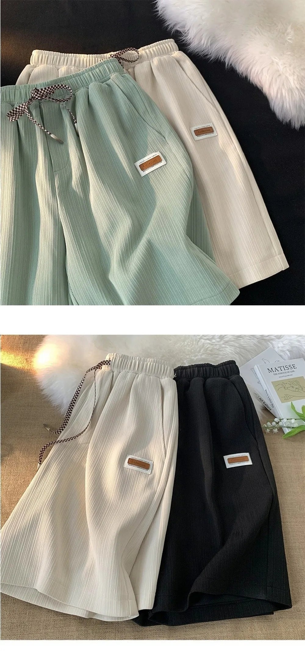 Trendy Thin Shorts for Men Elastic Waist Drawstring Summer Shorts Loose Breathable Running Shorts Summer Wear