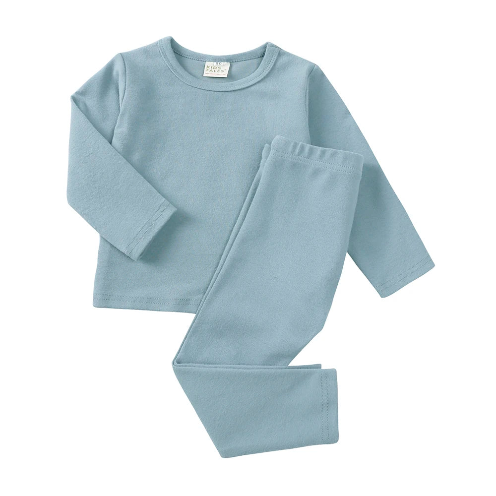 Kids Tales Unisex Cotton Pajama Set - Long Sleeve Solid Sleepwear