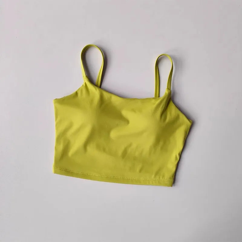 Small Sling Vest Integrated Fixed Gathering Sports Underwear Women's Bra Beauty Back Training Fitness Bra Summer Clothing Suit