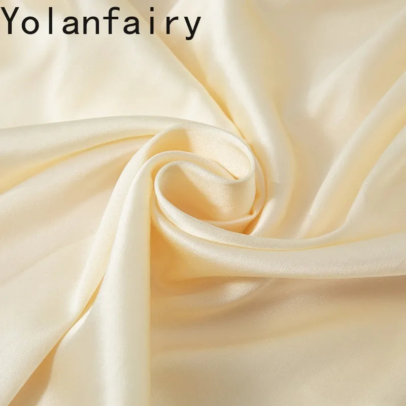 YOLANFAIRY 93% Real Mulberry Silk Pajamas for Woman 2026 Spring Summer High-end Sets Woman 2 Piece Short Sleeve Pijamas De Mujer
