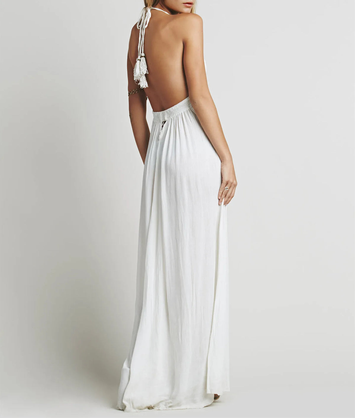 Canwedance Beach Sundress V Neck Backless Sexy Holiday Dress Cotton Maxi Dresses Boho Vestidos Vacation Strapless Dress