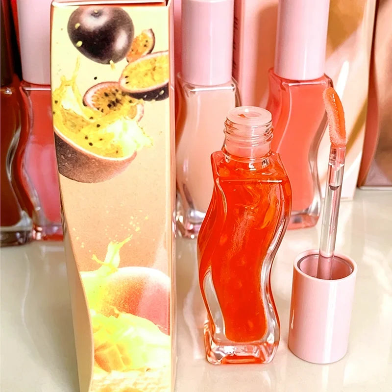 Fashion Dopamine New Summer Long-lasting Moisturizing Lip Oil Gloss Care Lips Plumping Exfoliating Watermelon Milky Mocha Gloss
