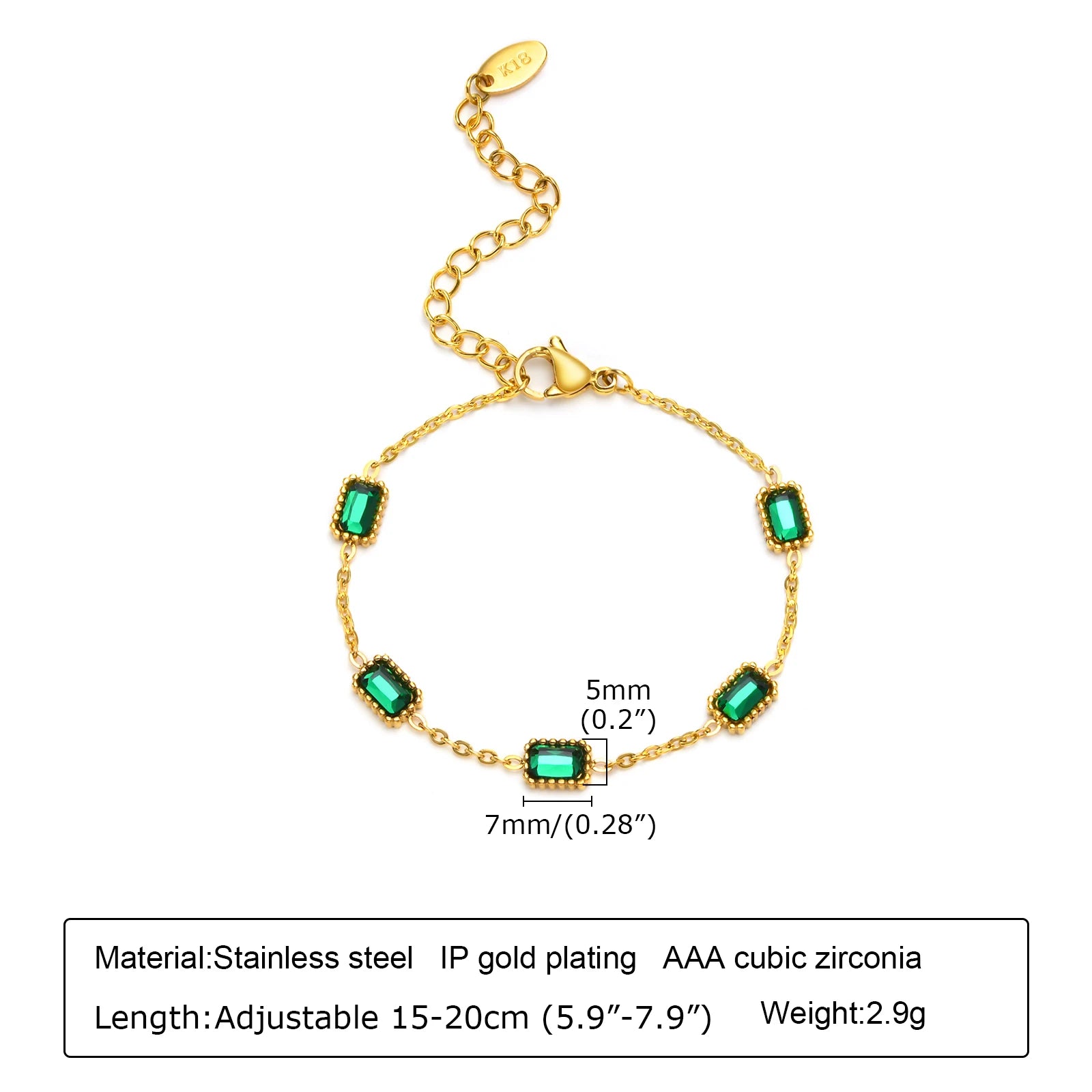 Retro Green Zircon Pendant Necklace For Women'S, Crystal Stone Chain Stainless Steel Gold Plated Luxury Birthday Gifts