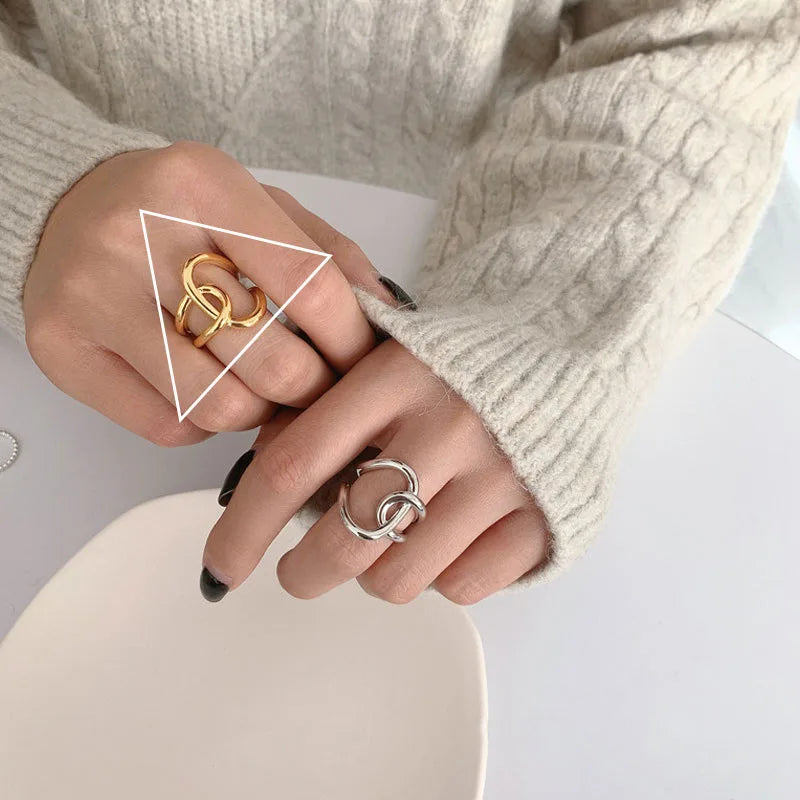 Panjbj 925 Sterling Silver Lines Ring For Women'S Jewelry Finger Adjustable Open Vintage For Birthday Dropship