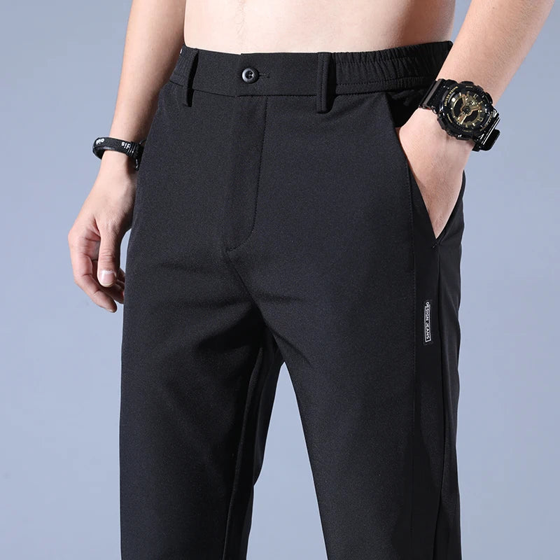 Mens Stretch Slim Pants Ultra Thin Breathable Lightweight Premium Golf Casual Trousers For Men