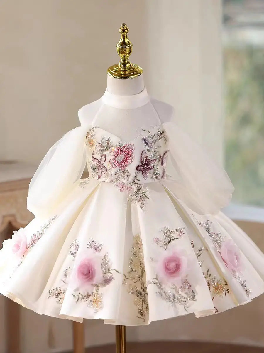 Dreamy Vow D237 Luxury White Girl Dress Beauty with Train Lovely Princess Kids Wedding Birthday Festival Party Pageant Gown