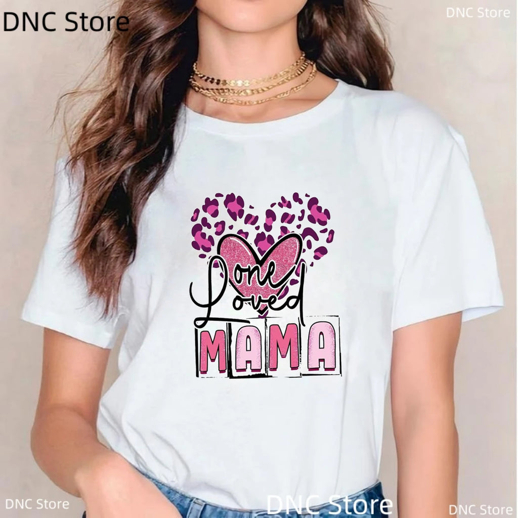 Mother Heart, Mothers Day T-Shirt For Mom, Grandma Mother'S Day Fashion Summer Tshirt White Pink Black Short Sleeved Top