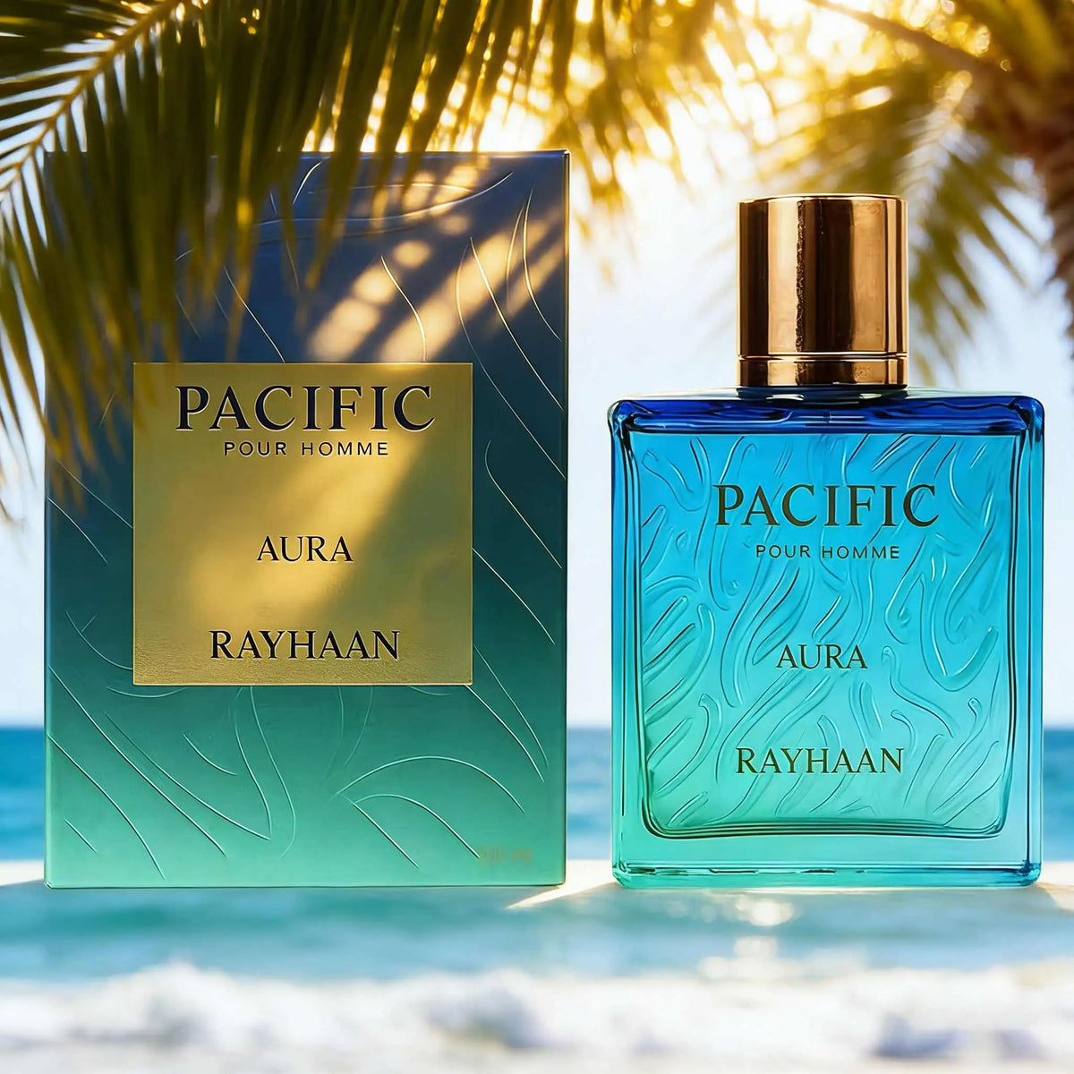 Rayhaan Pacific Aura For Him 100Ml Eau De Parfum, Refined Transparent Blue‑Green Gradient Bottle. Fresh Aquatic Citrus Scent Is Versatile And Approachable. Great For Personal Use Or As A Thoughtful Gift For Men.