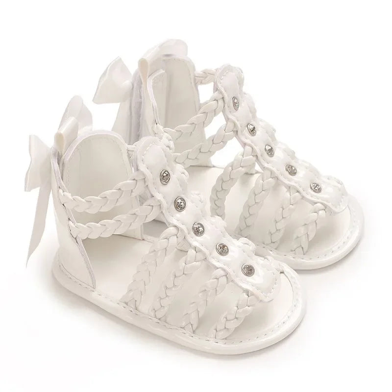 Spring and Summer High-Top Breathable Sandals for Baby Girls 0-12 Months Soft-Soled Toddler Shoes