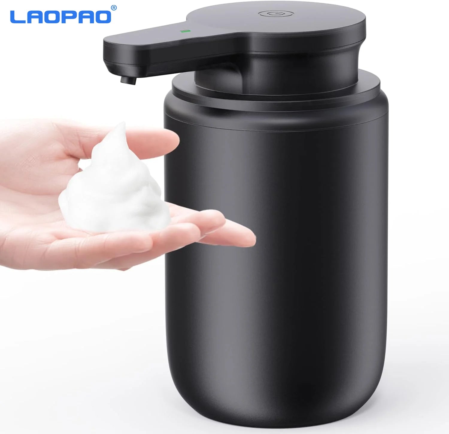 LAOPAO Juego de dispensador de jabón de espuma IPX5 resistente al agua, carga USB-C con sensor infrarrojo de movimiento para cocina y baño