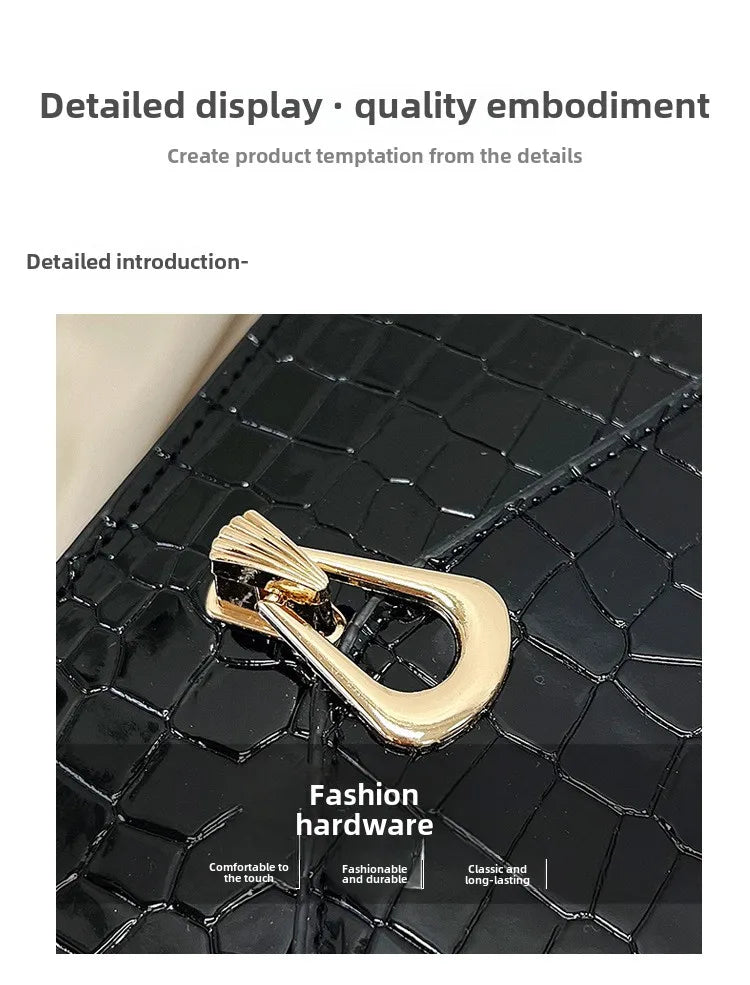 Crocodile Pattern Shoulder Bags For Women Fashion Chains Squre Bag Purse Female Pu Leather Crossbody Handbag Daily Phone Clutch