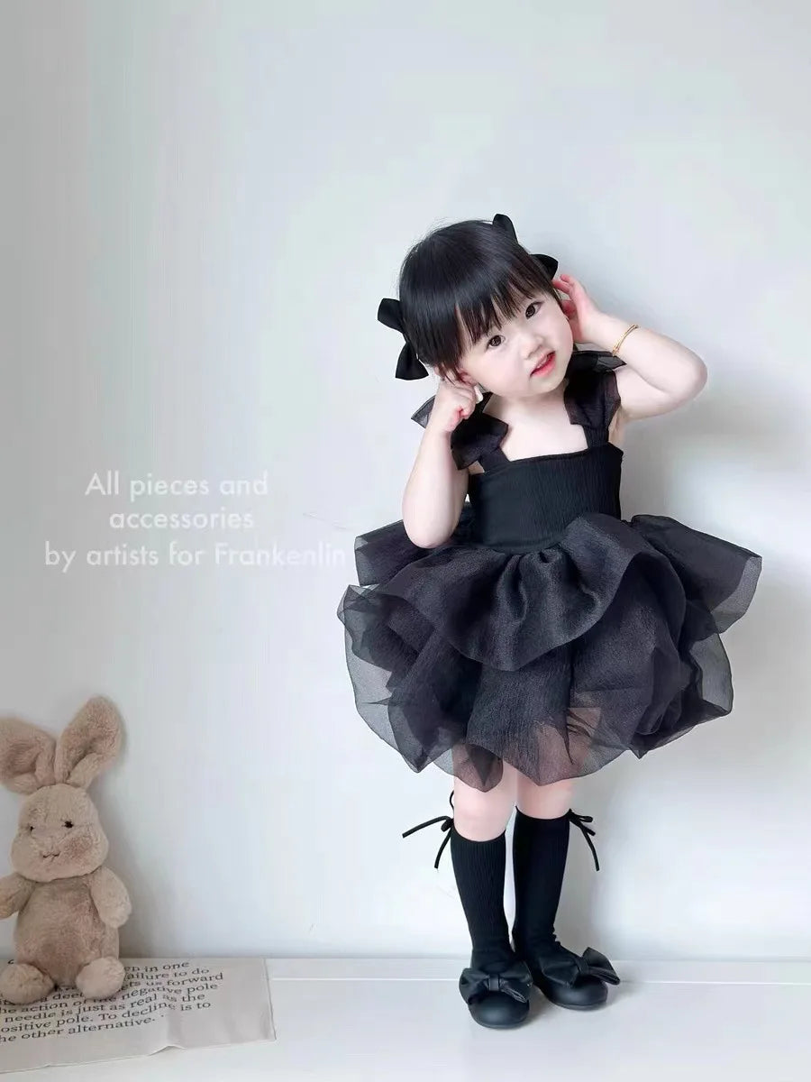ZOETOPKID Baby Girl Tutu Dress Summer Toddler Slip Tulle Fairy Dresses Fancy Bow Birthday Clothes Princess Party Outfit