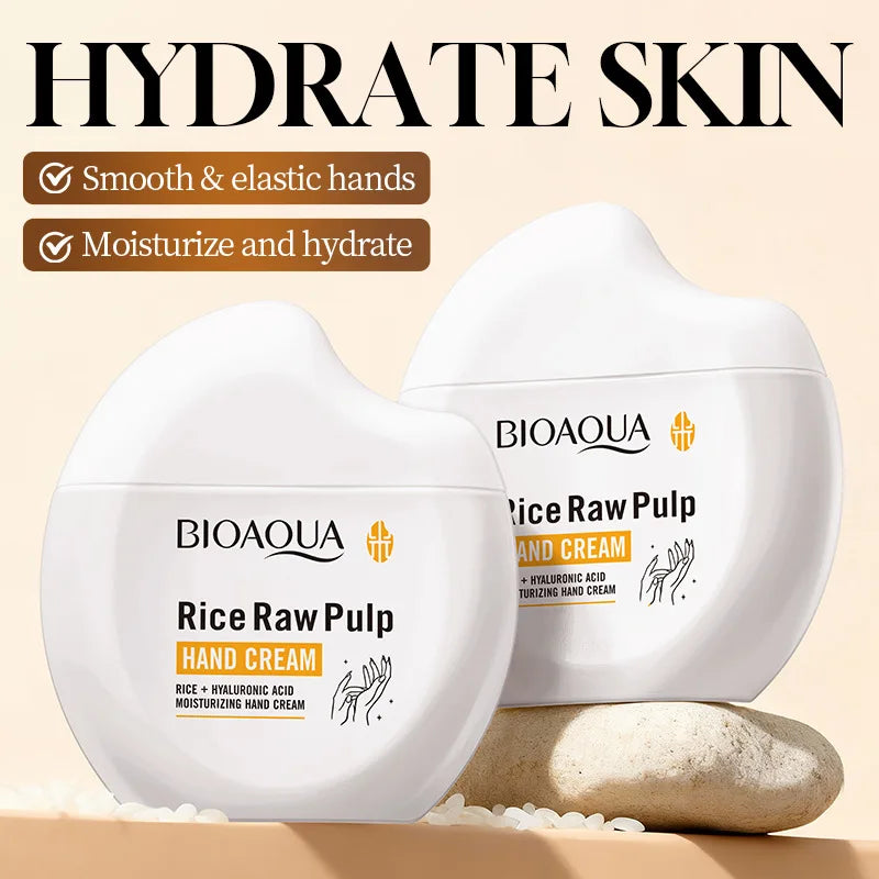 Travel Size Rice Extract Serum Hand Cream 60g - Deep Moisturizing Hand Cream for Dry Rough Hands, Hydrating & Smoothing Care