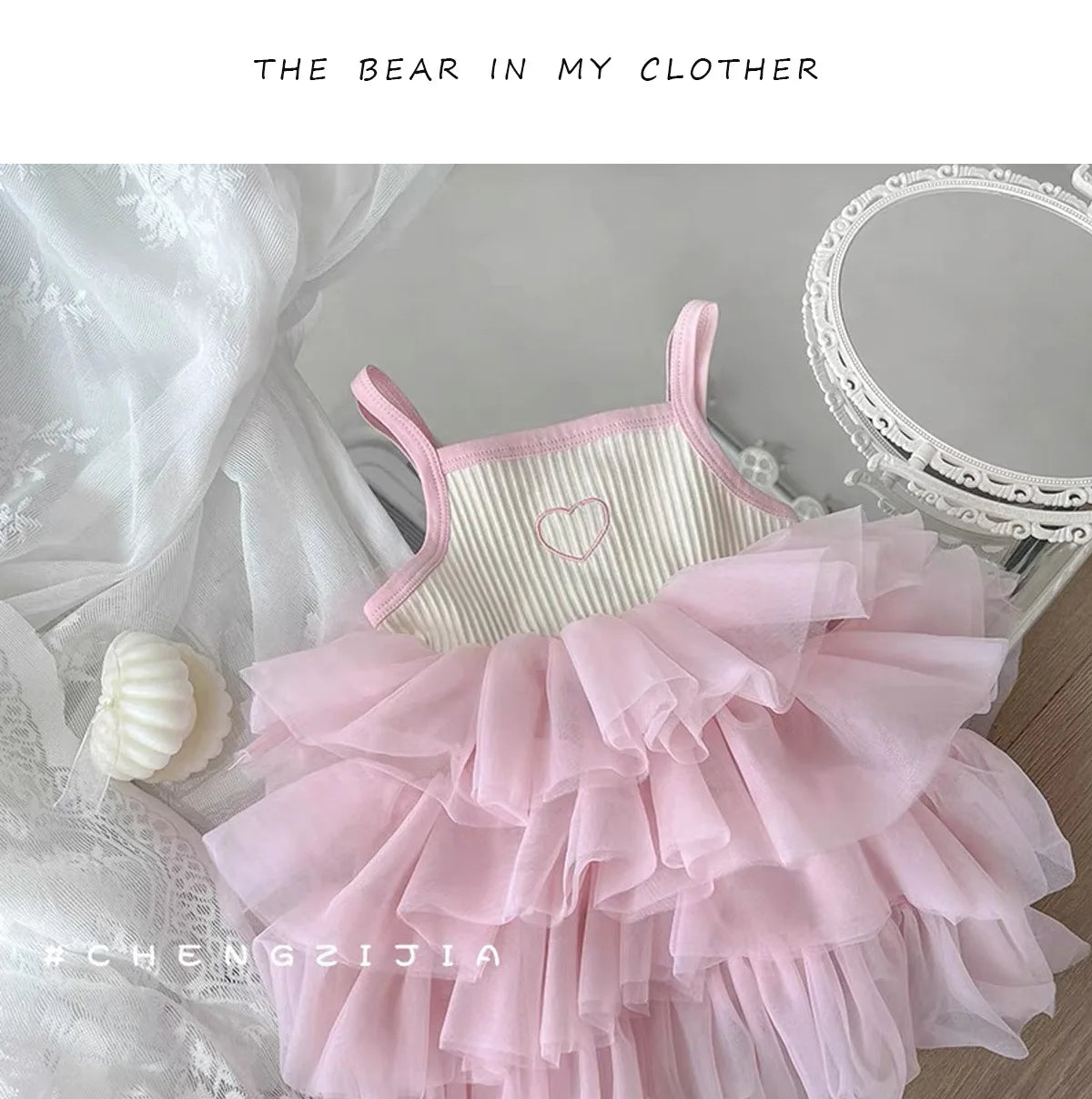 ZOETOPKID Summer Girl Princess Dress Stylish Baby Strap Vest Layered Dress Korean Puffy Mesh Skirt Toddler Kids Trendy Skirts