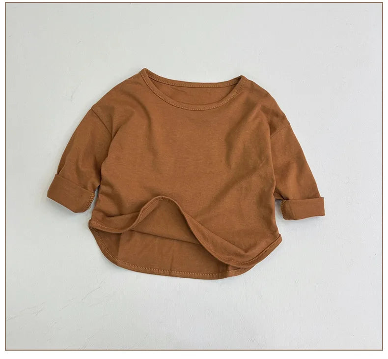 100% Cotton Children Simple T-Shirt Solid Color Versatile Short Sleeve Tops For Boys And Girls Summer New Baby Bottoming Shirt
