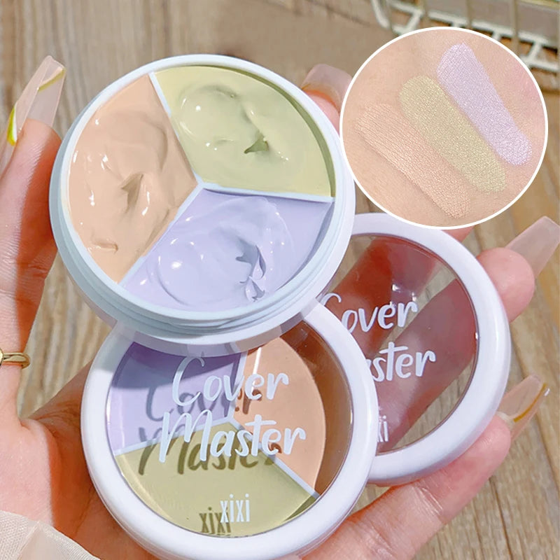 Xixi Pure Holding Makeup Three Color Concealer Spot Acne Print Repair Foundation Dark Circles Are Not Easy To Stick Powder