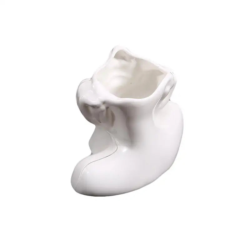 Makeup Brush Holder Human Face Art Desktop Decoration Vase Compatible with Eyebrow Pencils Home Organizer Plastic Material