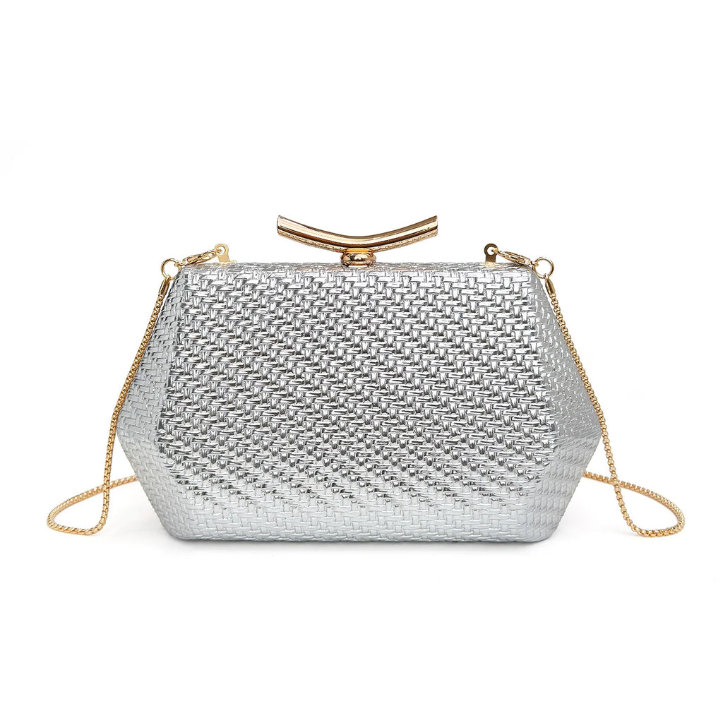 Light luxury woven diamond pattern women's evening bag simple pure colors messenger bag suitable for wedding and party occasions