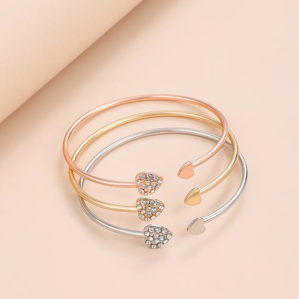 New Creative Design 3 Pcs Set Heart Opening Bracelet Lucky 8 Inlay Zircon Bracelet Set for Women Fashion Charm Jewelry Set Gifts