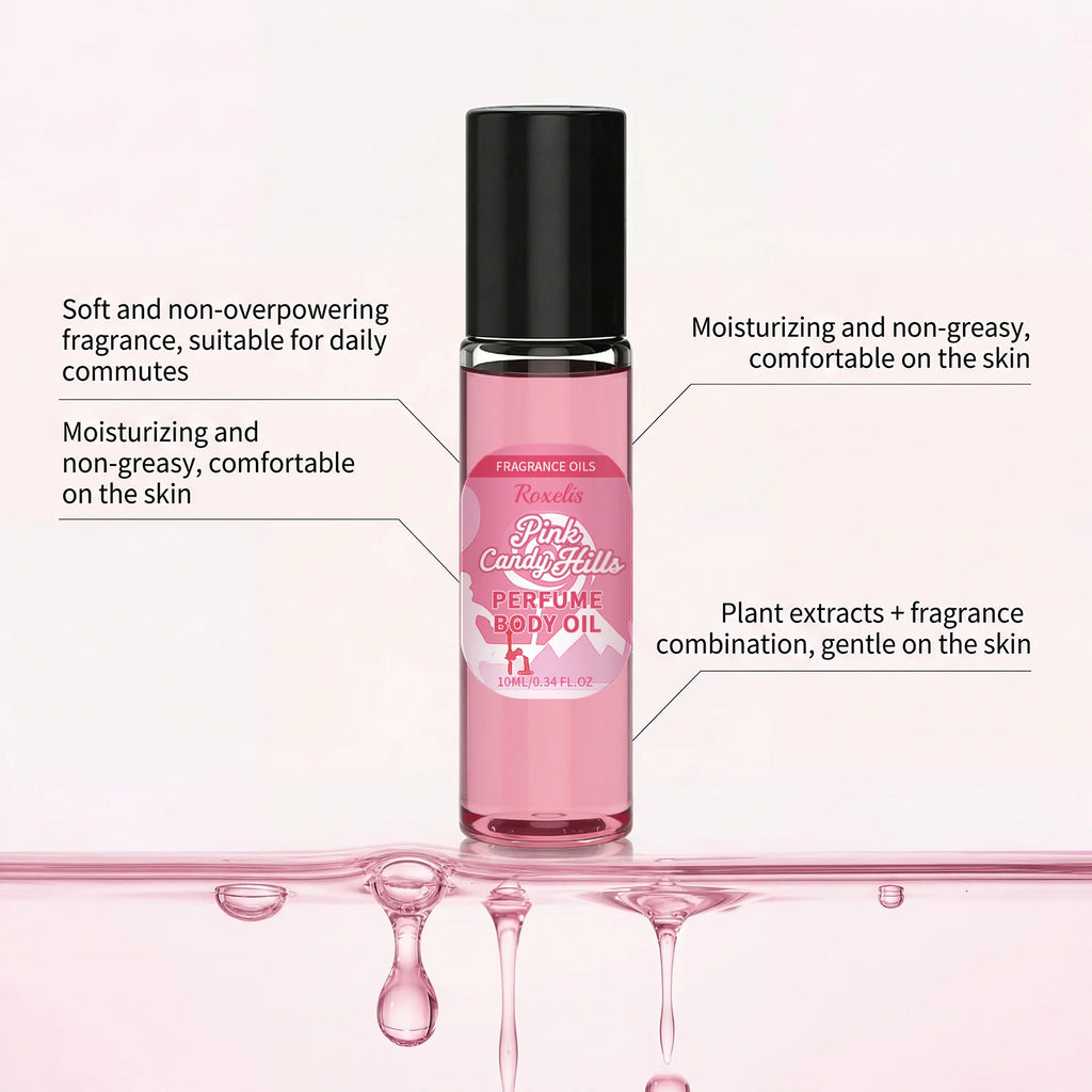 Pink Candy Scented Essential Oil, Pink Sugar Body Moisturizing Cream, Lightly Fragrant, Convenient Daily Essential Oil