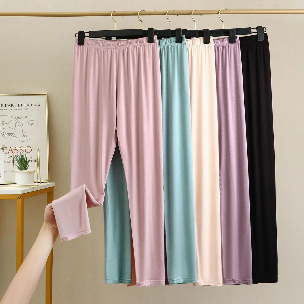 Women's Modal Pajama Pants - Plus Size Elastic Waist Sleep Bottoms