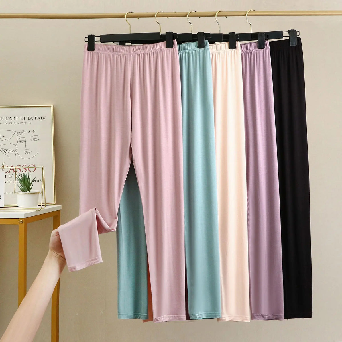 Women's Modal Pajama Pants - Plus Size Elastic Waist Sleep Bottoms