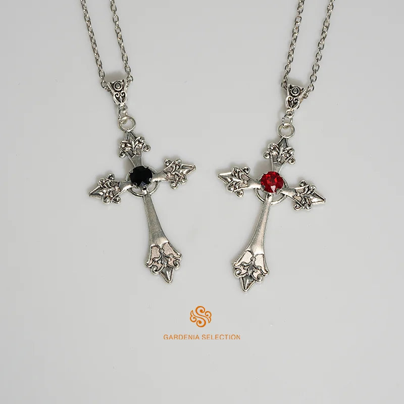 Punk Crystal Cross Pendant Necklace Gothic Clavicle Necklace Aesthetic Jewelry Men'S Women'S'S Gifts