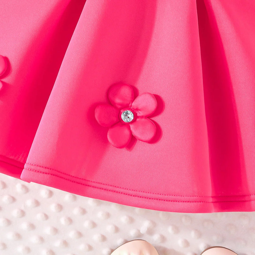 1-5Y Toddler Girl Party Dresses Sleeveless Front Fashion 3D Mesh Flower Dress For Girls Baby Kids Clothes Girls Birthday Gown