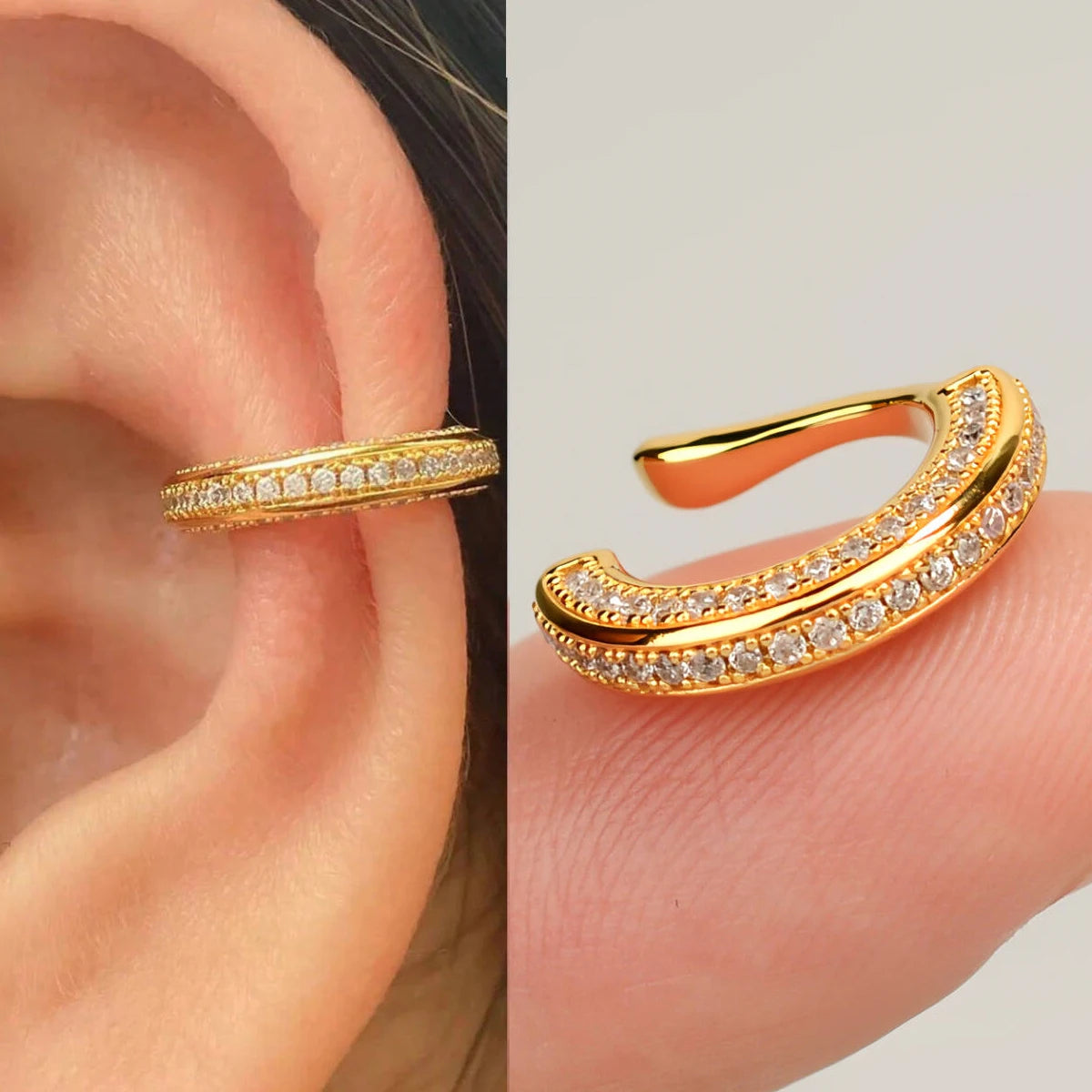 1Pc Delicate Zircon Clip On Earrings Female Heart Ear Cuff No Piercings Fake Cartilage Earrings For Women'S 2025 Fashion Jewelry