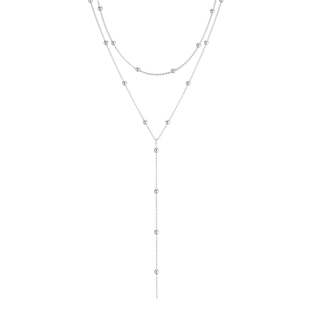 Gold Plated Lariat Necklace For Women'S Double Laryer Long Chain Drop Pendant Choker Necklaces Fashion Gifts