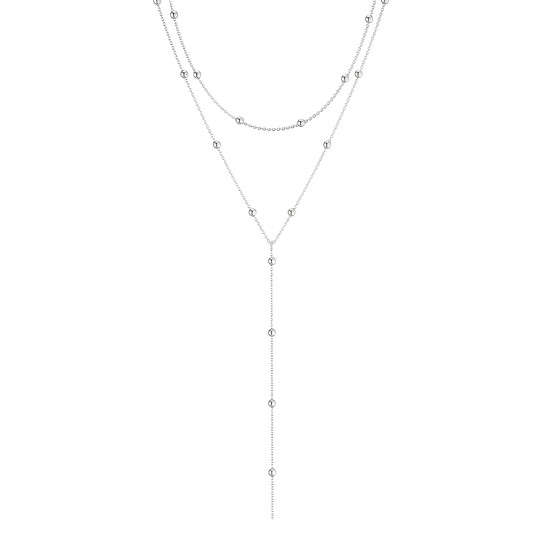 Gold Plated Lariat Necklace For Women'S Double Laryer Long Chain Drop Pendant Choker Necklaces Fashion Gifts