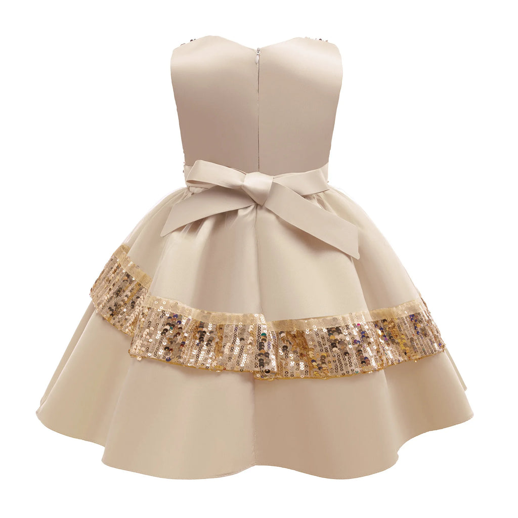 HETISO Princess Dress for Girls Sequined Sleeveless Tutu Gown Children's Fashion Birthday Party Frocks for Ages 2-10