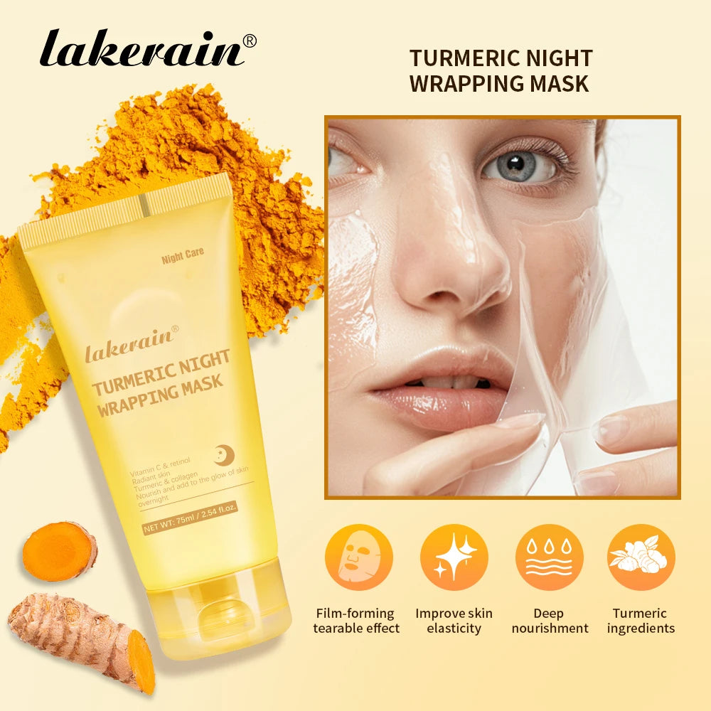 Collagen Overnight Wrapping Peel Off Facial Mask, Korean Collagen Night Wrapping Mask Deeply Hydrates Night Care Mask Cream 75ml