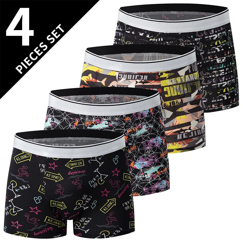 Mens Boxer Briefs 4 Pack Antibacterial Breathable Plus Size Solid Color Underwear For Men EU US Sizes