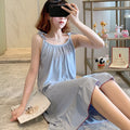 Korean Style Ladies Lovely Summer Sleeveless Strap Sleepwear Woman Night Dress Sleeping Nightgown Home Clothes