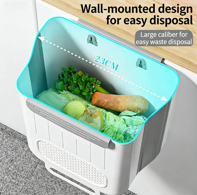 Cubo de basura plegable montado en la pared de la cocina, cubo de basura colgante para armario del hogar, cubo de basura colgante clasificado, accesorios de cocina