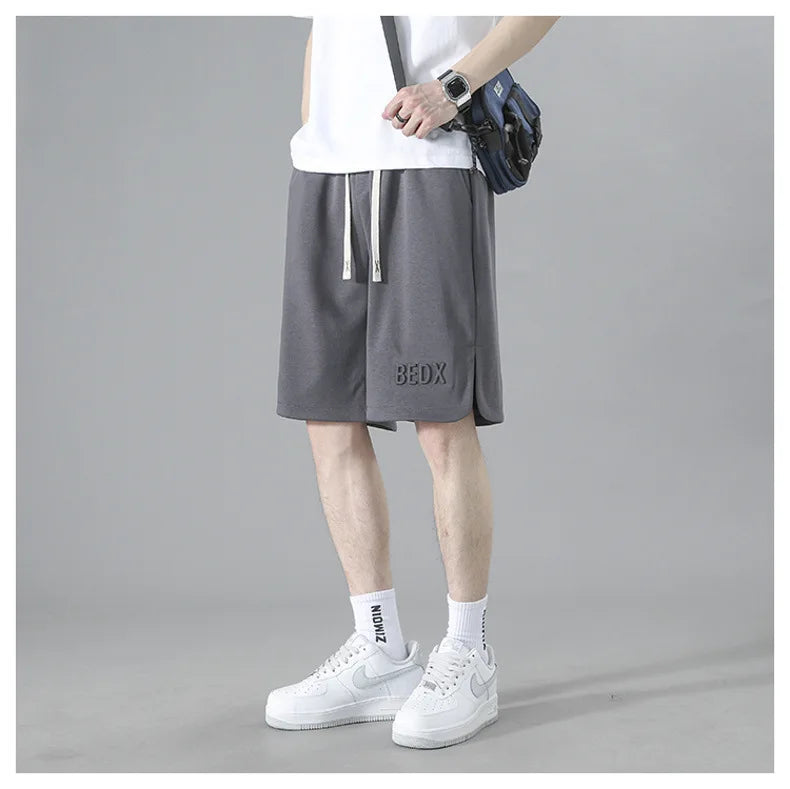 American Style Men's Summer Thin Sporty Loose Fit Casual Shorts Five-Quarter Polyester Fiber Straight Leg Street Style
