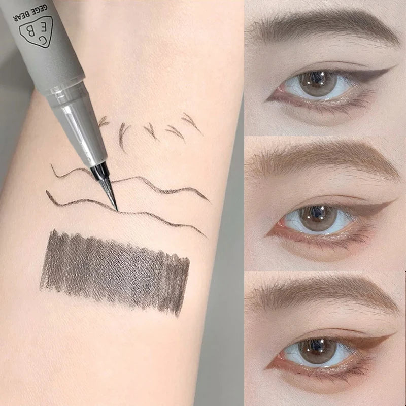 Waterproof Quick Dry Liquid Eyeliner Pen Ultra-fine Matte Black Brown Lasting Lying Silkworm Eyeliner Pencil Natural Eyes Makeup